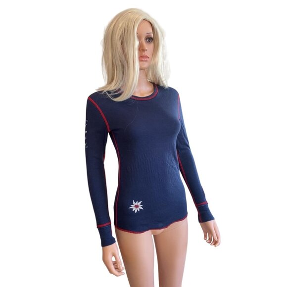 Alp N Rock "Give me a Snow Day" Crew Neck Top Medium Ski Apres Blue - Picture 13 of 14